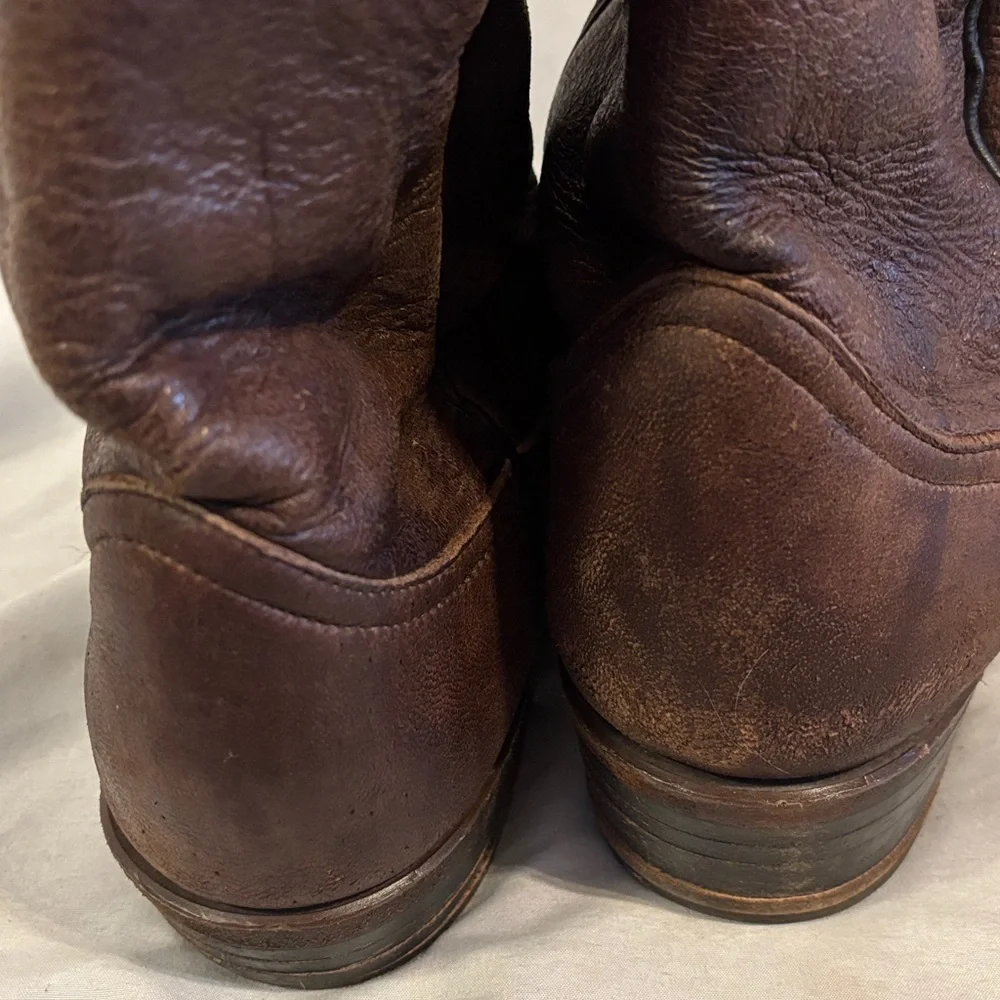 LARRY MAHAN Men Brown LEATHER COWBOY WESTERN BOOTS Size 10
